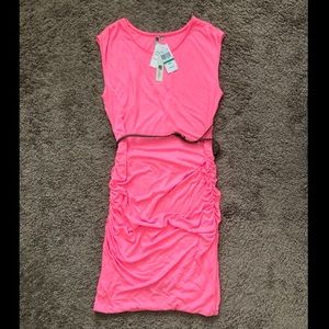 Kut from the Kloth Neon Pink Dress w/belt. Large